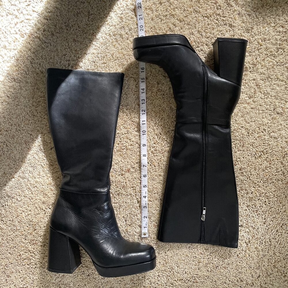 Platform Square Toe Leather Boots - image 5